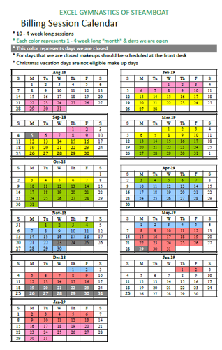 2019-20 School Year Billing Calendar